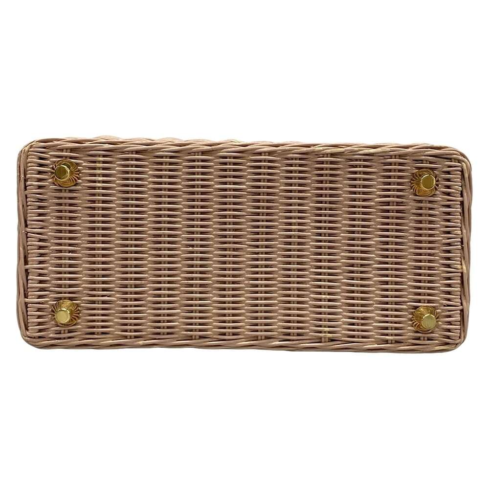 Prada Handbag 1BG835 Pink Rattan Canvas - Picture 5 of 8